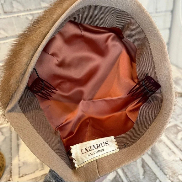 Lazarus Vintage Women’s Brown Faux Fur Pillbox Hat - Picture 5 of 6